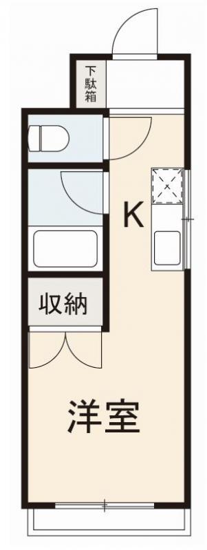 オカモトハイツ(ワンルーム/2階)の間取り写真