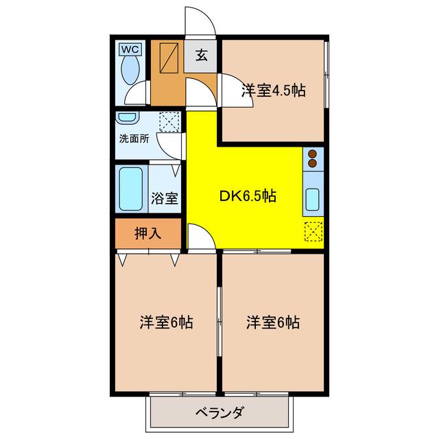 アムールハイツA(3DK/1階)の間取り写真