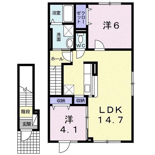 トラストII(2LDK/2階)の間取り写真
