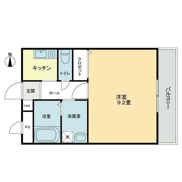 ガレージライフ高松東(1K/2階)の間取り写真