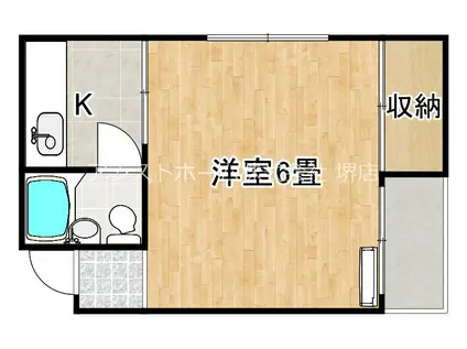 ジョイフル堺(1K/3階)の間取り写真