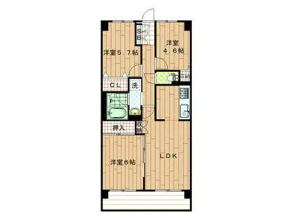 シャルマンコーポ第2朝霞(3LDK/4階)の間取り写真