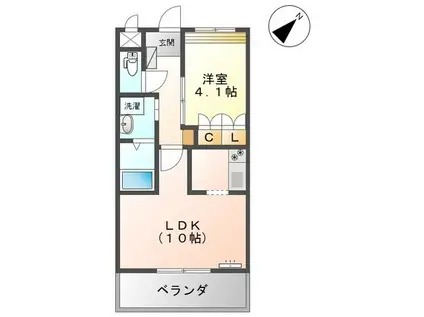 ソレイユみさき(1LDK/2階)の間取り写真