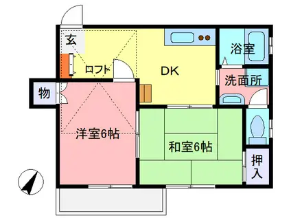 ビューハウス浪花(2DK/2階)の間取り写真