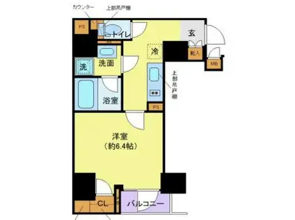 ディアレイシャス市谷薬王寺(1K/3階)の間取り写真