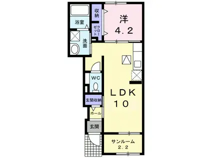 りりあん I(1LDK/1階)の間取り写真