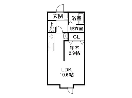 リベール(1LDK/2階)の間取り写真
