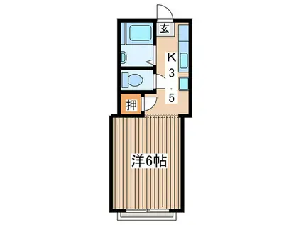 永富ハイツ(1K/2階)の間取り写真
