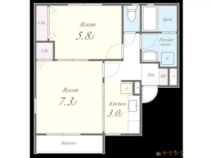 リーフレジデンス(2K/2階)の間取り写真