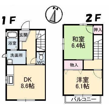 コーポクレスト(2DK/1階)の間取り写真