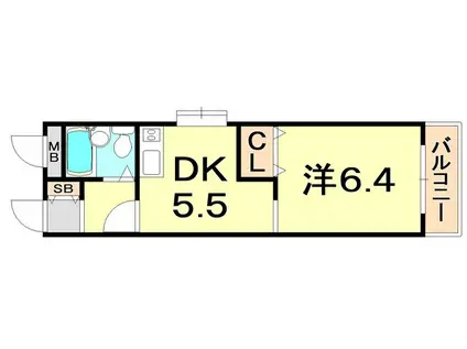 エス・テラス三ノ宮イースト(1DK/1階)の間取り写真