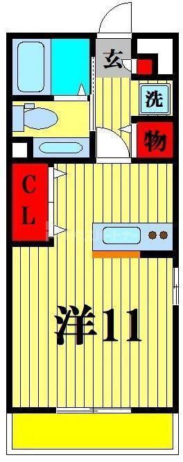 アビテ弁天(ワンルーム/2階)の間取り写真