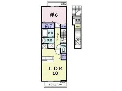 クリスタルコート(1LDK/2階)の間取り写真