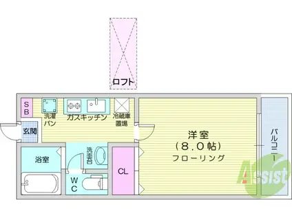 サントラコート栗生(1K/1階)の間取り写真