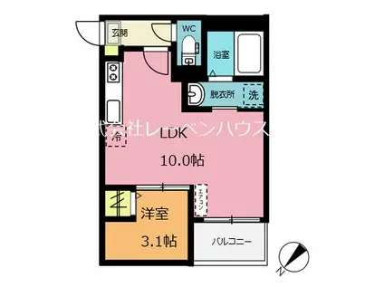 ジャック北本I(1LDK/1階)の間取り写真