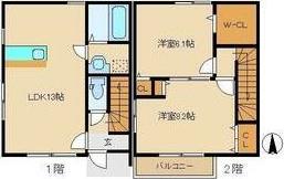 サウスヒルズ(2LDK/1階)の間取り写真
