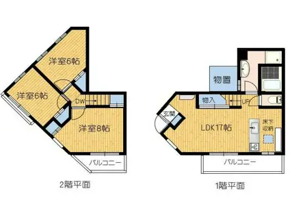 ライブオーク名谷町(3LDK/1階)の間取り写真