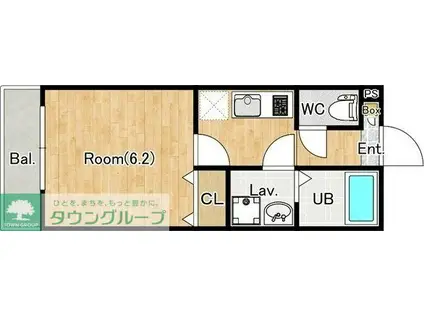 ジーメゾン草加サウス(1K/1階)の間取り写真