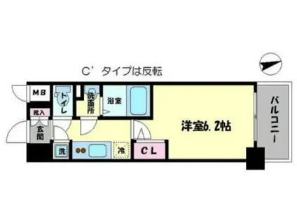 エスリード南堀江レジデンス(1K/8階)の間取り写真