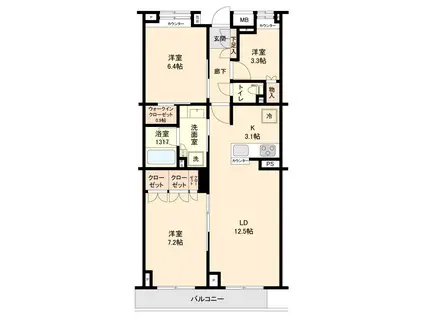 SUSTAINA BRANCHE HONGYOTOKUサステナブラン(3LDK/3階)の間取り写真