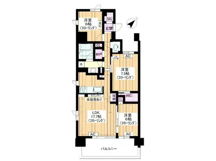 BRILLIACITY 石神井公園 ATLAS 8号棟(3LDK/4階)の間取り写真