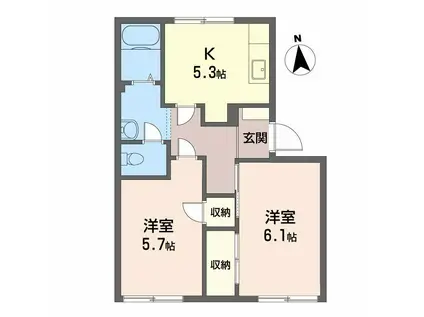 SQUARE VIE B(2K/1階)の間取り写真