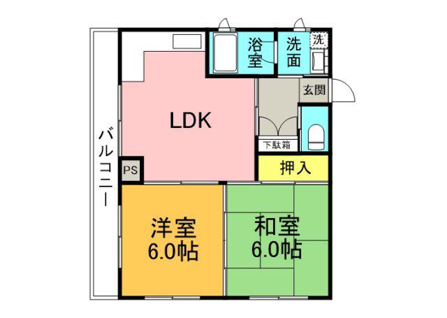 小野ビル(2DK/3階)の間取り写真
