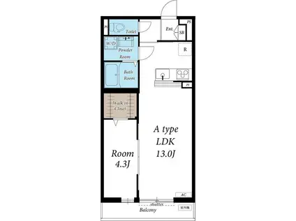 リブリ・二ツ木(1LDK/2階)の間取り写真