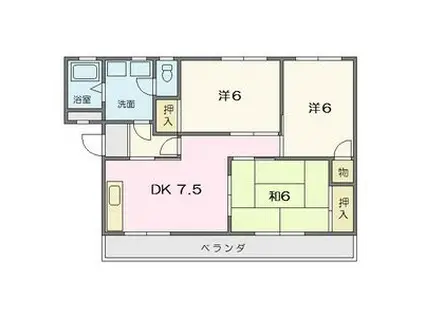 ハイツ朝日ヶ丘(3DK/1階)の間取り写真