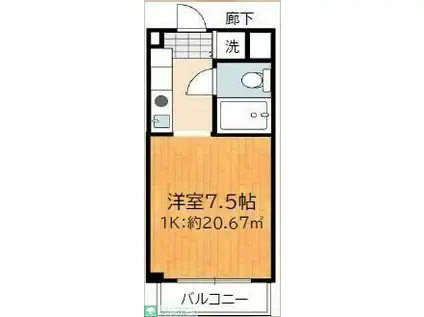 テディマンション(1K/7階)の間取り写真