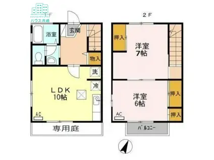 ミレニアム2000B(2LDK/1階)の間取り写真