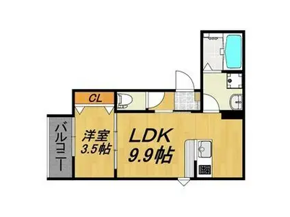 LECOCON岩倉V(1LDK/1階)の間取り写真
