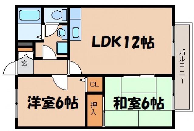 サニーハイツ洋光台(2LDK/2階)の間取り写真