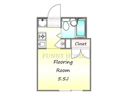 エスパスハウス(1K/2階)の間取り写真