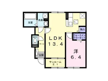 アルモニーD(1LDK/1階)の間取り写真