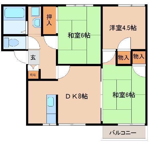 ファーストパレス福室(3DK/2階)の間取り写真