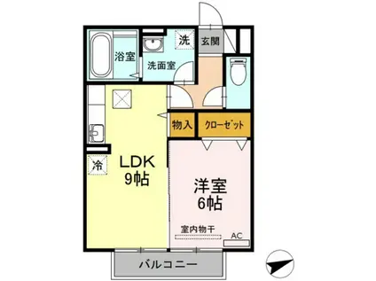 ステラ B棟(1LDK/1階)の間取り写真