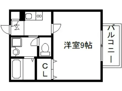 アムール一乗寺I(1K/1階)の間取り写真
