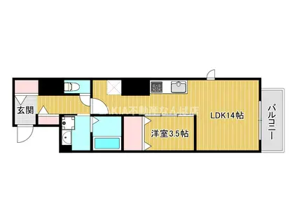 グーラテース U.H.Y(1LDK/4階)の間取り写真
