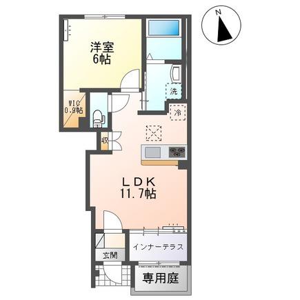 フォレストあずら(1LDK/1階)の間取り写真