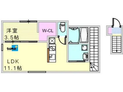 マッティーナ西明石(1LDK/2階)の間取り写真