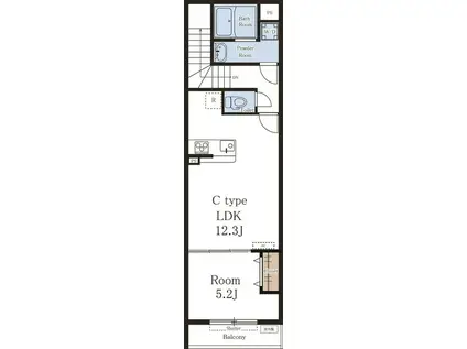 RISING SUN(1LDK/2階)の間取り写真