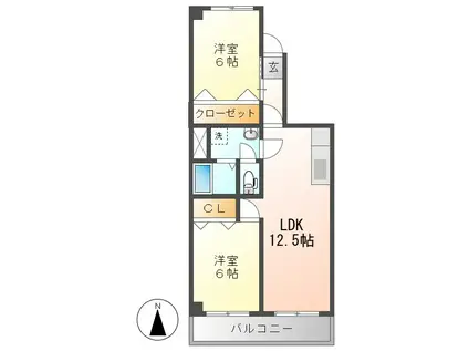 メゾンド・ソレイユ(2LDK/2階)の間取り写真