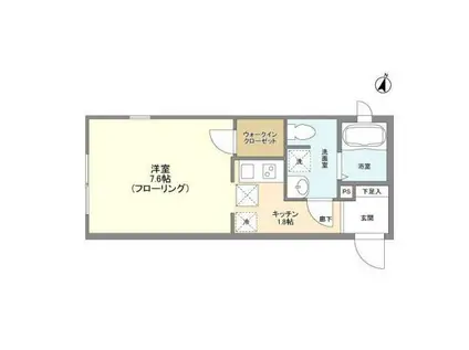 ミルクリーク(ワンルーム/2階)の間取り写真