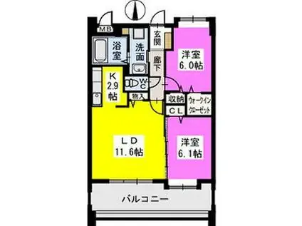 エターナルK(2LDK/4階)の間取り写真
