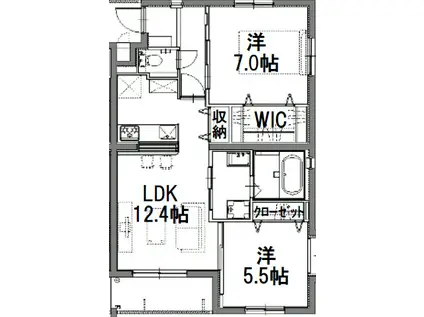 ベルラ曳馬(2LDK/3階)の間取り写真