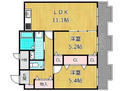すずらん(2LDK/2階)の間取り写真