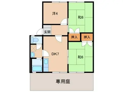 グリーンフル小倉(3DK/1階)の間取り写真