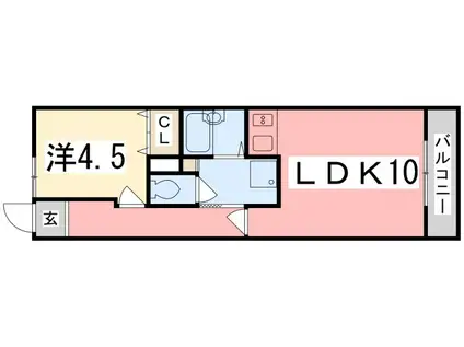 リゾティ英賀保(1LDK/3階)の間取り写真