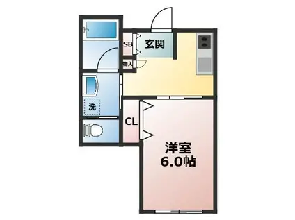 市川真間2丁目シャーメゾン(1K/1階)の間取り写真